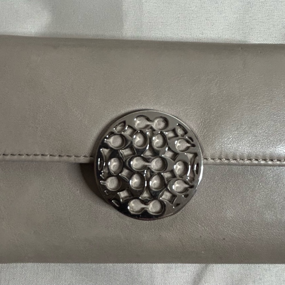 Coach Taupe Leather Wallet with Silver Hardware